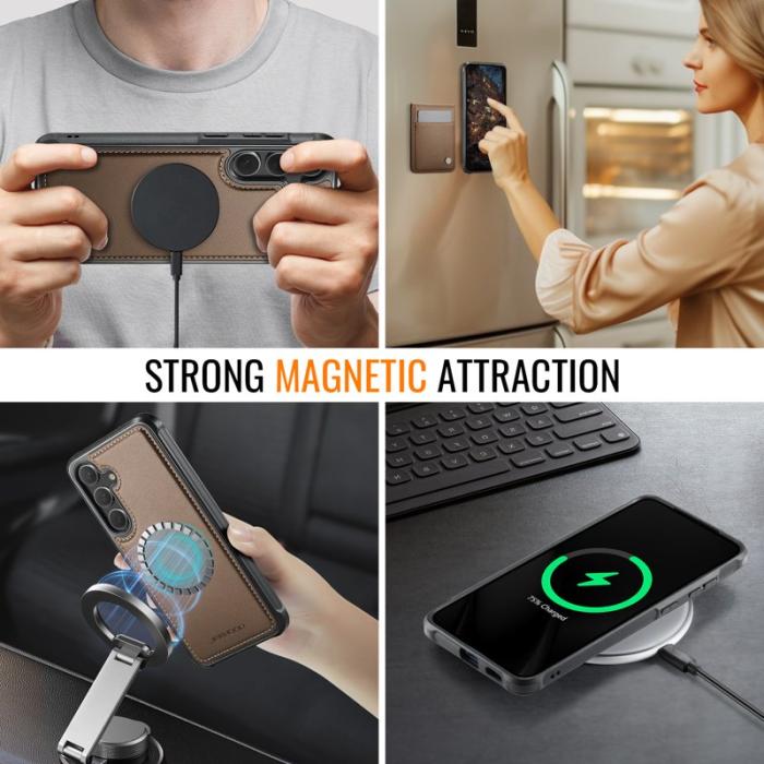 JEEHOOD - JEEHOOD J06 Läderfodral till Samsung Galaxy S24 - Brun