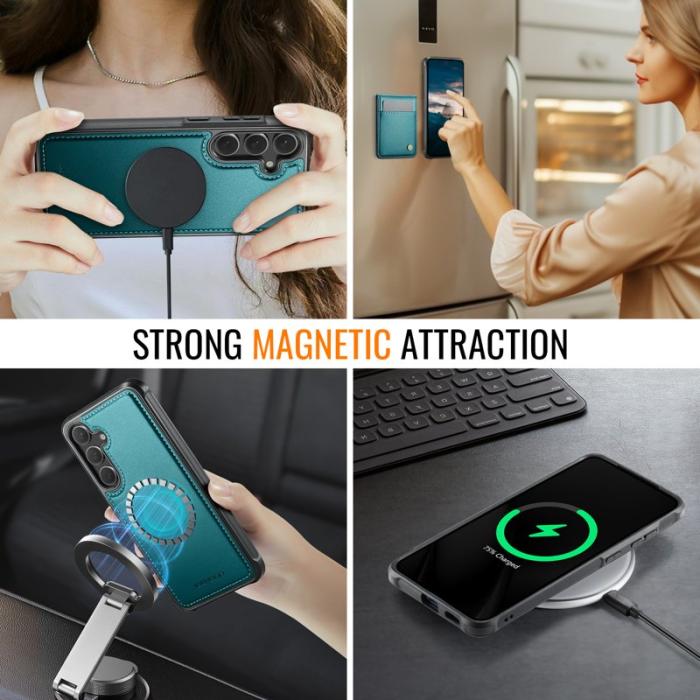 JEEHOOD - JEEHOOD J06 Läderfodral till Samsung Galaxy S24 FE - Blå