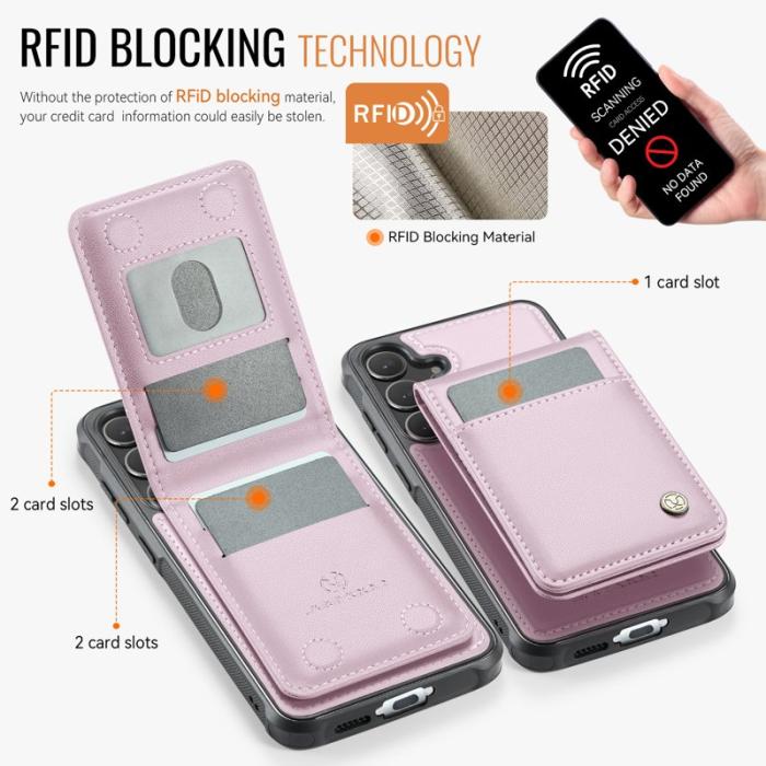 JEEHOOD - JEEHOOD J06 Läderfodral till Samsung Galaxy S24 FE - Rosa