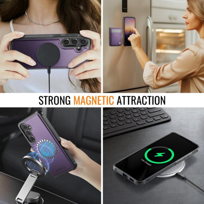 JEEHOOD - JEEHOOD J06 Läderfodral till Samsung Galaxy S24+ MagSafe Lila