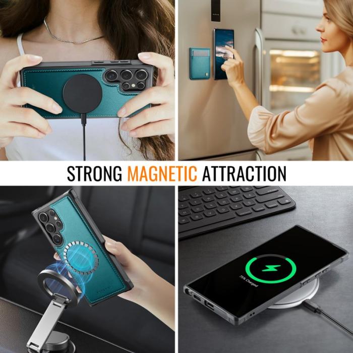 JEEHOOD - JEEHOOD J06 Läderfodral till Samsung Galaxy S24 Ultra - Blå