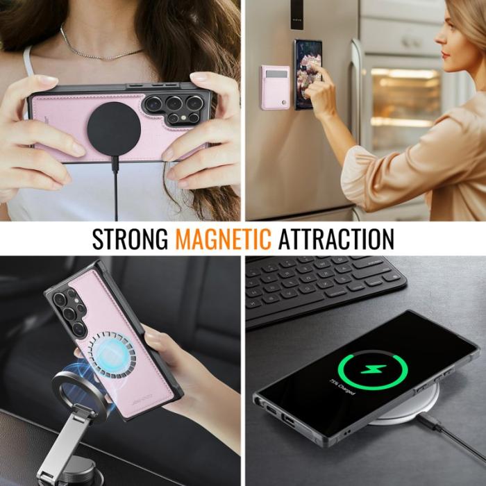 JEEHOOD - JEEHOOD J06 Läderfodral till Samsung Galaxy S24 Ultra - Rosa