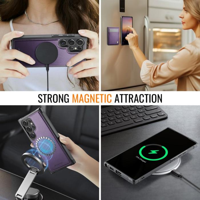 JEEHOOD - JEEHOOD J06 Läderfodral till Samsung Galaxy S25 Ultra - Lila