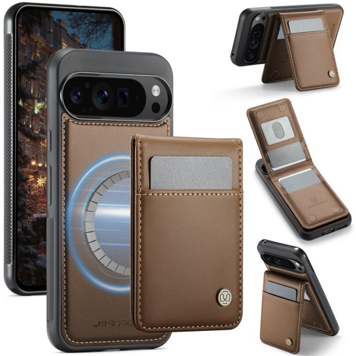 JEEHOOD - JEEHOOD J06 Leather Back Cover Google Pixel 9 Pro XL Brown