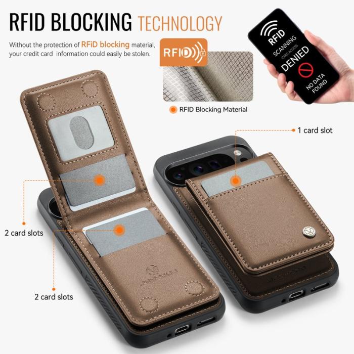 JEEHOOD - JEEHOOD J06 Leather Back Cover Google Pixel 9 Pro XL Brown