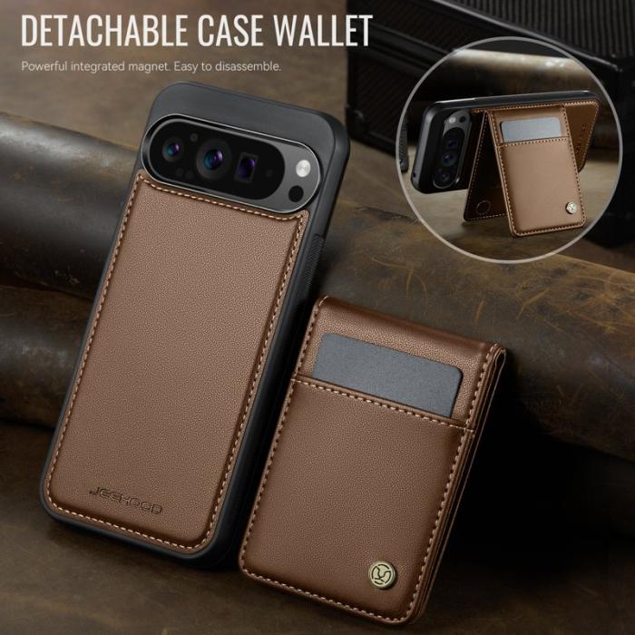 JEEHOOD - JEEHOOD J06 Leather Back Cover Google Pixel 9 Pro XL Brown
