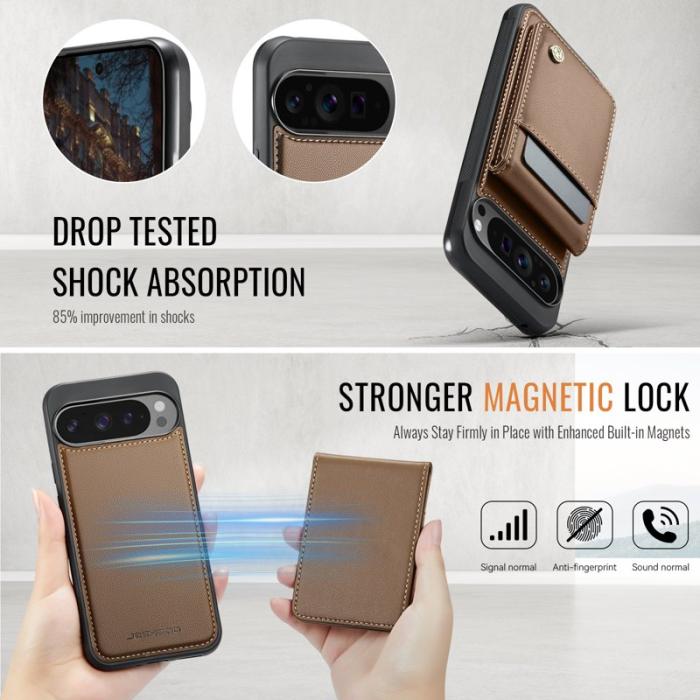 JEEHOOD - JEEHOOD J06 Leather Back Cover Google Pixel 9 Pro XL Brown