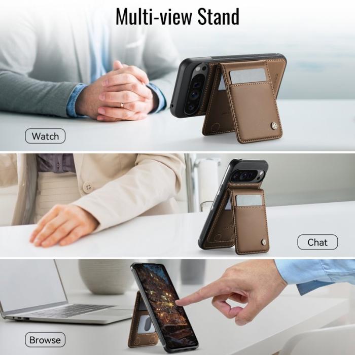 JEEHOOD - JEEHOOD J06 Leather Back Cover Google Pixel 9 Pro XL Brown