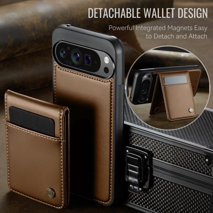 JEEHOOD - JEEHOOD J06 Leather Back Cover Google Pixel 9 Pro XL Brown