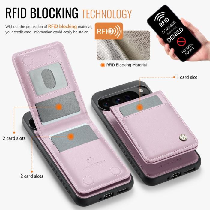 JEEHOOD - JEEHOOD J06 Leather Back Cover till Google Pixel 9 Pro XL - Rosa