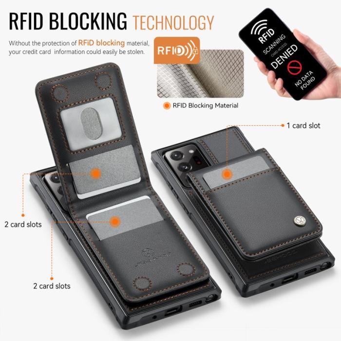 JEEHOOD - JEEHOOD J06 Samsung Galaxy Note20 Ultra Skal Läder Svart