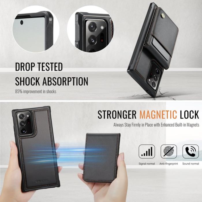 JEEHOOD - JEEHOOD J06 Samsung Galaxy Note20 Ultra Skal Läder Svart