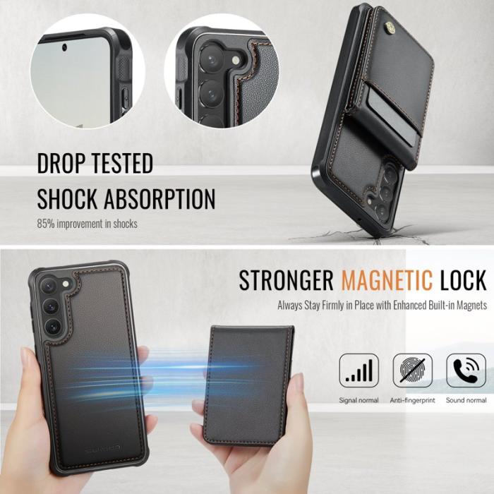 JEEHOOD - JEEHOOD J06 Samsung Galaxy S23+ Läderfodral MagSafe Svart