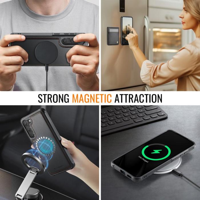 JEEHOOD - JEEHOOD J06 Samsung Galaxy S23+ Läderfodral MagSafe Svart