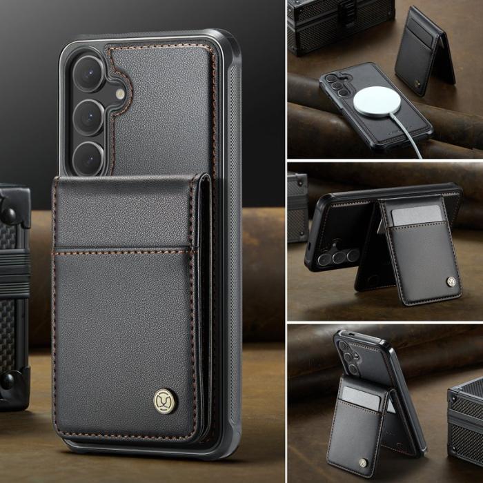 JEEHOOD - JEEHOOD J06 Samsung Galaxy S24+ Skal MagSafe Läder Svart