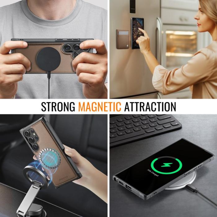 JEEHOOD - JEEHOOD J06 Samsung Galaxy S24 Ultra Skal MagSafe Brun