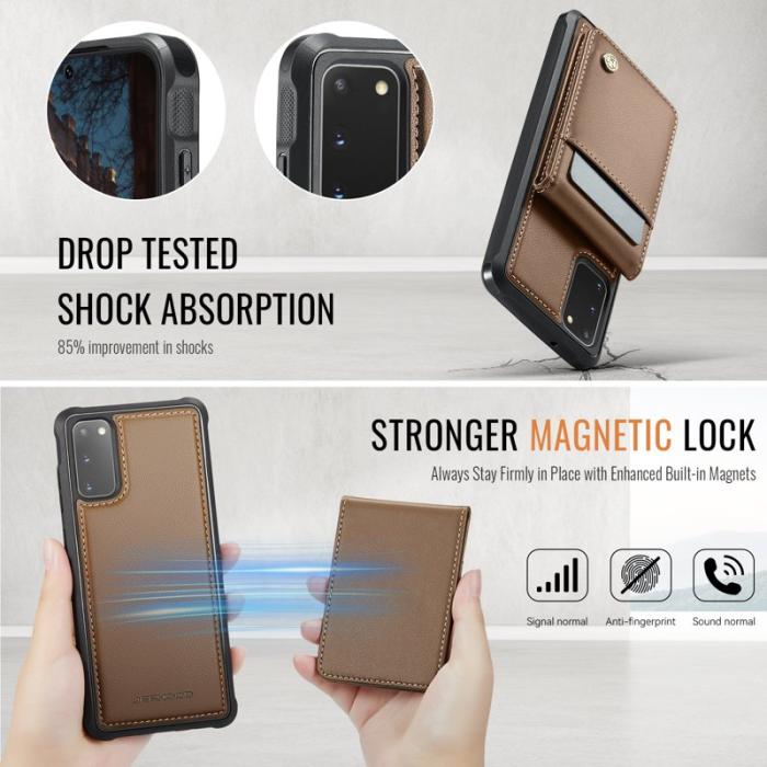 JEEHOOD - JEEHOOD J06 Skal för Samsung Galaxy S20 5G - Läder - Brun