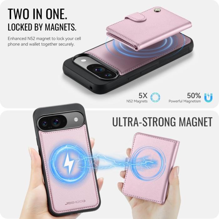 JEEHOOD - JEEHOOD J09 Fodral för Google Pixel 9 Pro RFID Skydd - Rosa