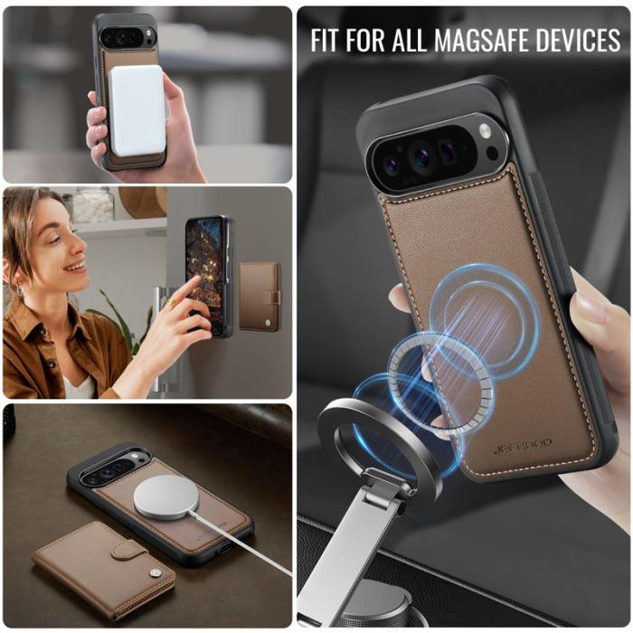JEEHOOD - JEEHOOD J09 Fodral för Google Pixel 9 Pro XL - Brunt läder