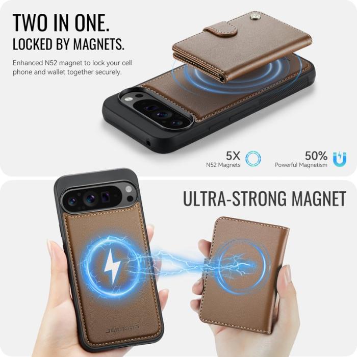 JEEHOOD - JEEHOOD J09 Fodral för Google Pixel 9 Pro XL - Brunt läder