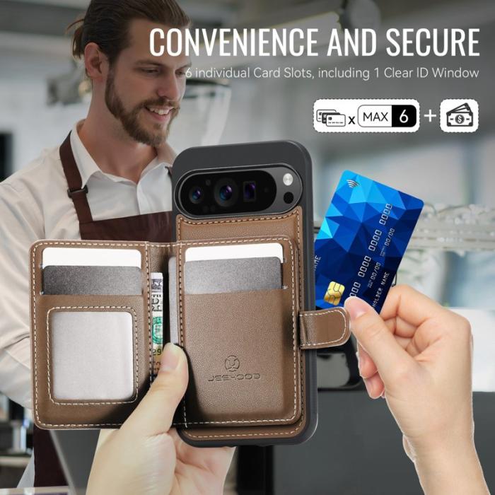 JEEHOOD - JEEHOOD J09 Fodral för Google Pixel 9 Pro XL - Brunt läder