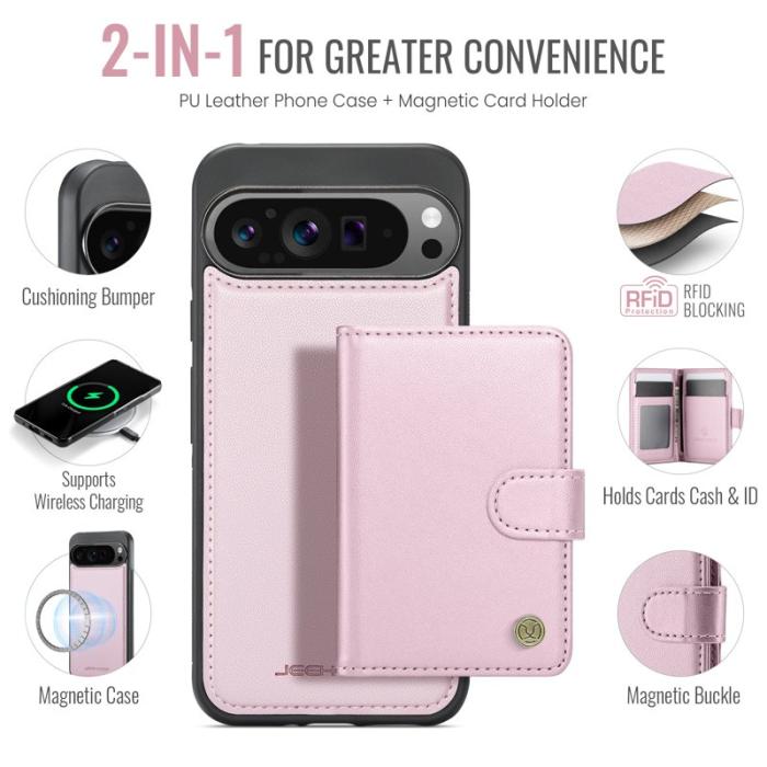 JEEHOOD - JEEHOOD J09 Fodral för Google Pixel 9 Pro XL - Rosa Leather