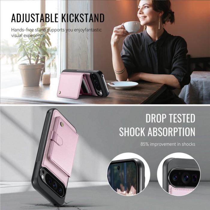 JEEHOOD - JEEHOOD J09 Fodral för Google Pixel 9 Pro XL - Rosa Leather