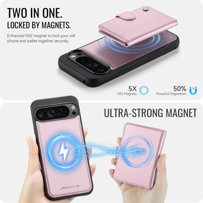 JEEHOOD - JEEHOOD J09 Fodral för Google Pixel 9 Pro XL - Rosa Leather