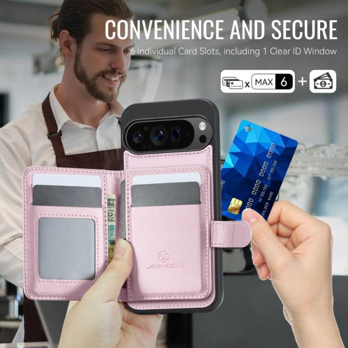 JEEHOOD - JEEHOOD J09 Fodral för Google Pixel 9 Pro XL - Rosa Leather