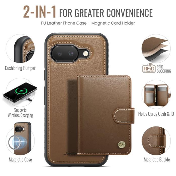 JEEHOOD - JEEHOOD J09 Fodral för Google Pixel 9a med RFID - Brun