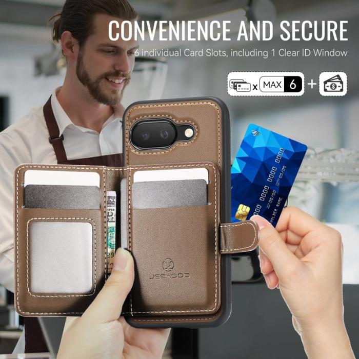 JEEHOOD - JEEHOOD J09 Fodral för Google Pixel 9a med RFID - Brun