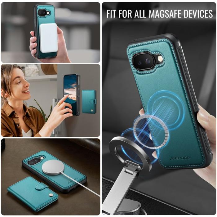 JEEHOOD - JEEHOOD J09 Fodral för Google Pixel 9a RFID Läder Grön