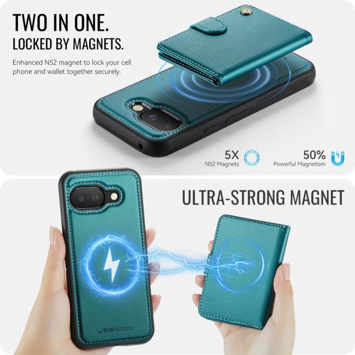 JEEHOOD - JEEHOOD J09 Fodral för Google Pixel 9a RFID Läder Grön