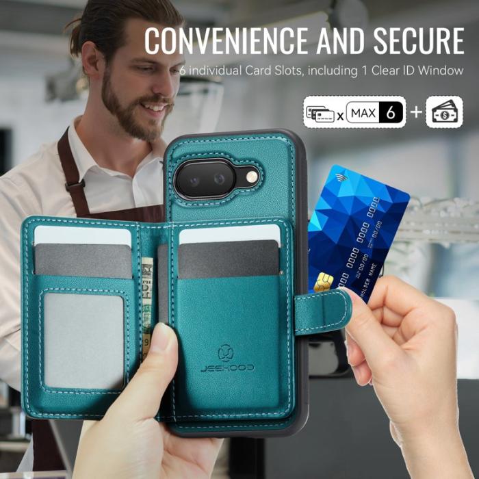 JEEHOOD - JEEHOOD J09 Fodral för Google Pixel 9a RFID Läder Grön