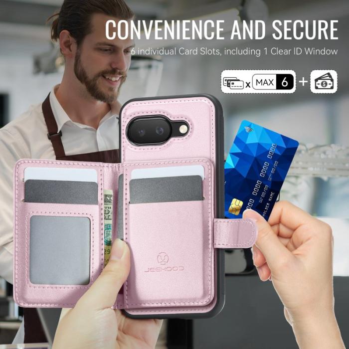 JEEHOOD - JEEHOOD J09 Fodral för Google Pixel 9a RFID Läder - Rosa