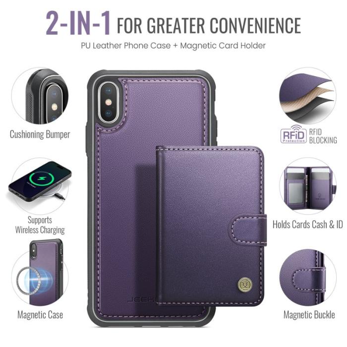 JEEHOOD - JEEHOOD J09 Fodral för iPhone XS Max 6.5 tum Lila RFID Blocking