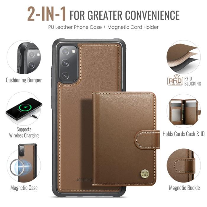 JEEHOOD - JEEHOOD J09 Fodral för Samsung Galaxy S20 FE - Brunt läder