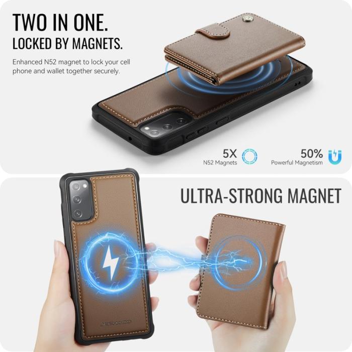 JEEHOOD - JEEHOOD J09 Fodral för Samsung Galaxy S20 FE - Brunt läder