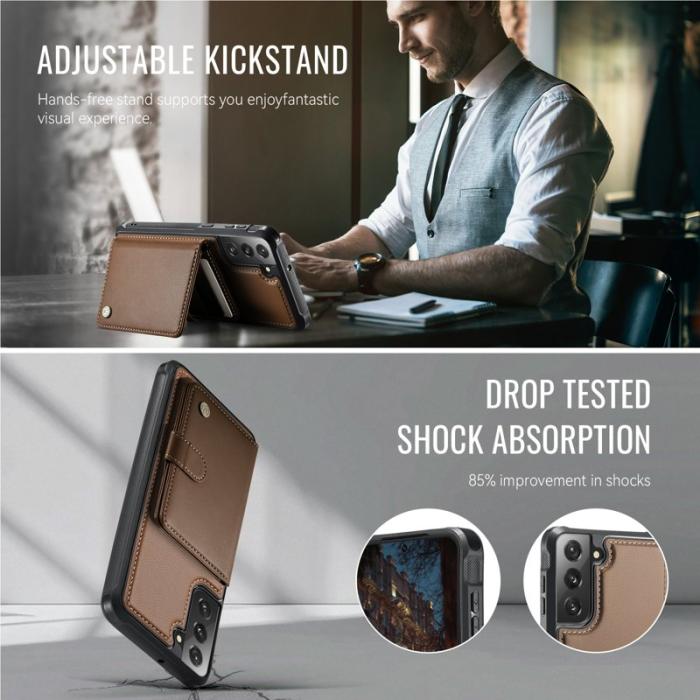 JEEHOOD - JEEHOOD J09 Fodral för Samsung Galaxy S21 FE 5G - Brun