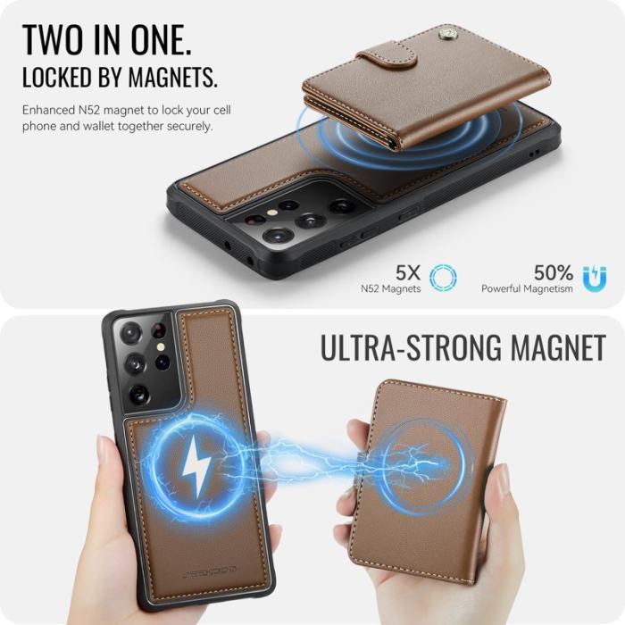 JEEHOOD - JEEHOOD J09 Fodral för Samsung Galaxy S21 Ultra 5G - Brun