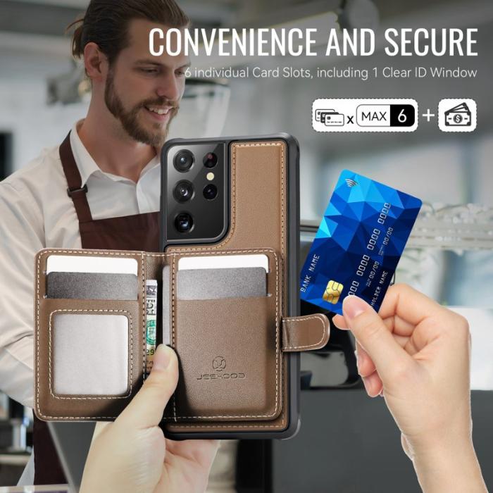 JEEHOOD - JEEHOOD J09 Fodral för Samsung Galaxy S21 Ultra 5G - Brun