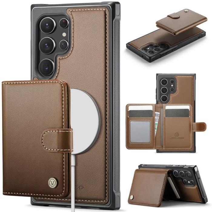JEEHOOD - JEEHOOD J09 Fodral för Samsung Galaxy S22 Ultra 5G - Brun