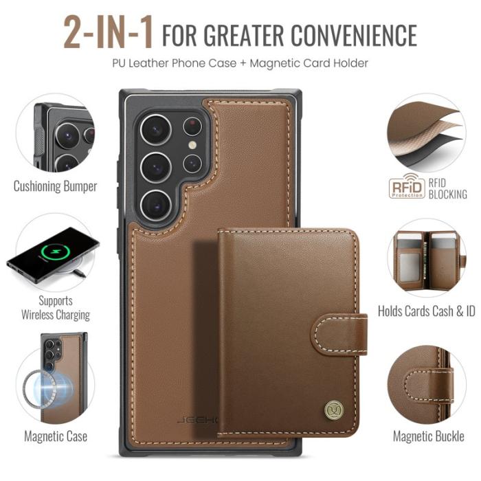 JEEHOOD - JEEHOOD J09 Fodral för Samsung Galaxy S22 Ultra 5G - Brun