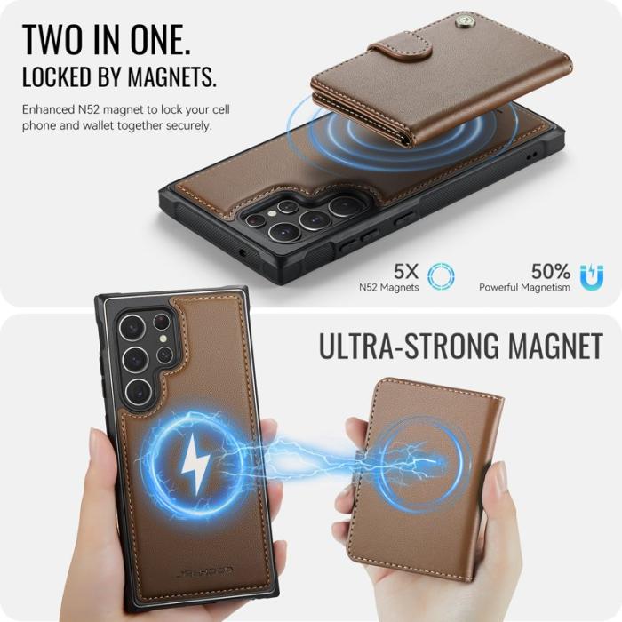 JEEHOOD - JEEHOOD J09 Fodral för Samsung Galaxy S22 Ultra 5G - Brun