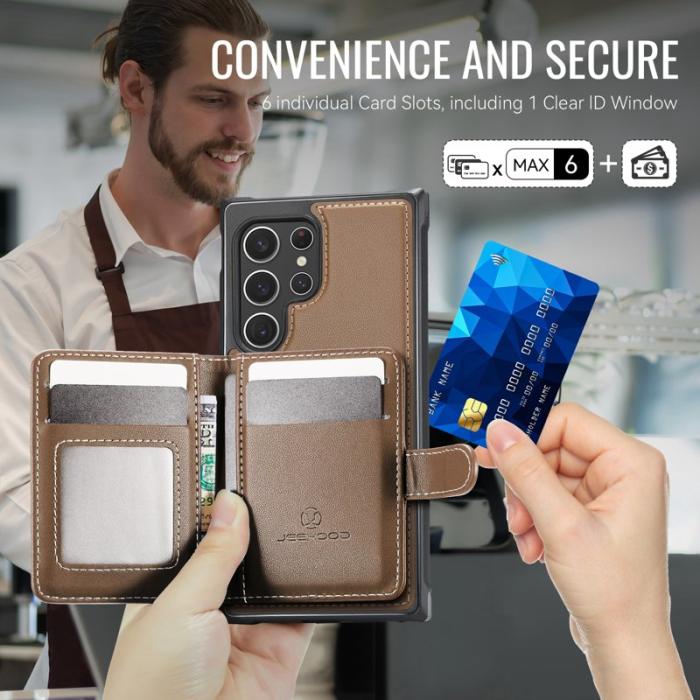 JEEHOOD - JEEHOOD J09 Fodral för Samsung Galaxy S22 Ultra 5G - Brun