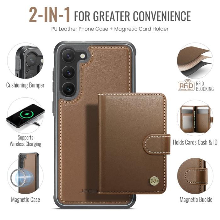 JEEHOOD - JEEHOOD J09 Fodral för Samsung Galaxy S23 RFID Läder Brun