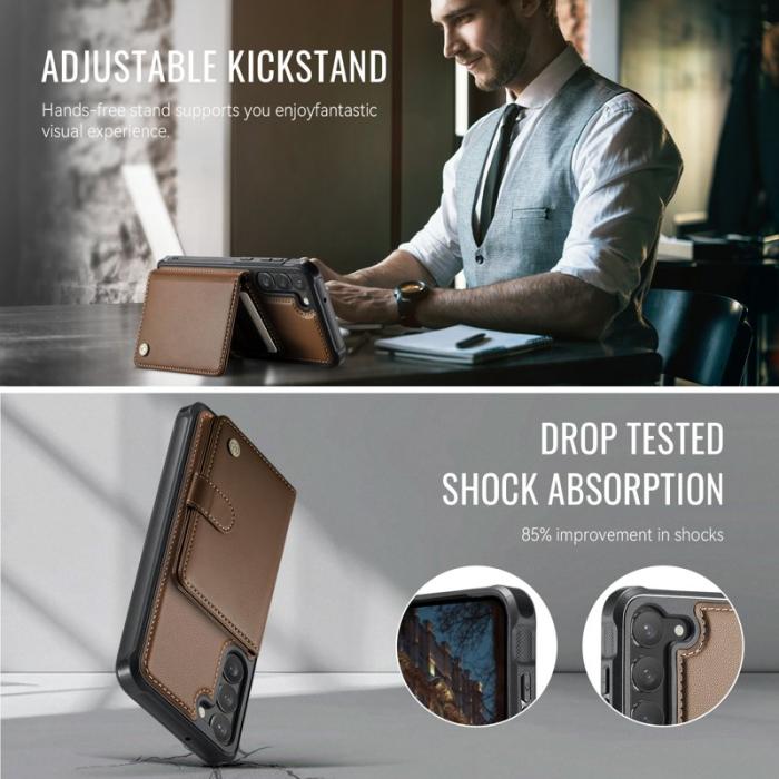 JEEHOOD - JEEHOOD J09 Fodral för Samsung Galaxy S23 RFID Läder Brun