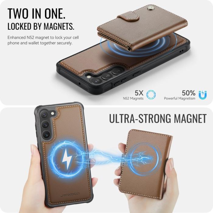 JEEHOOD - JEEHOOD J09 Fodral för Samsung Galaxy S23 RFID Läder Brun