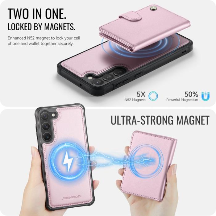 JEEHOOD - JEEHOOD J09 Fodral för Samsung Galaxy S23+ RFID Läder Rosa
