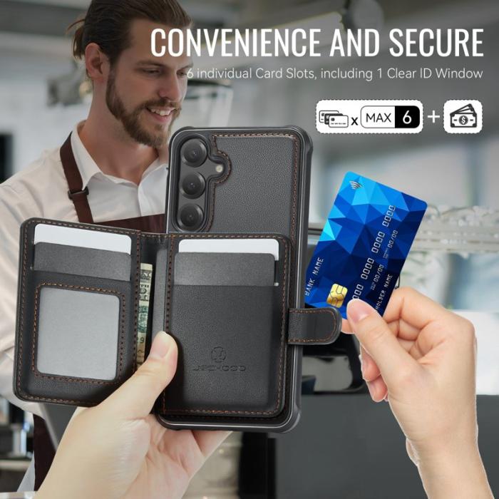 JEEHOOD - JEEHOOD J09 Fodral för Samsung Galaxy S24+ Läder Svart